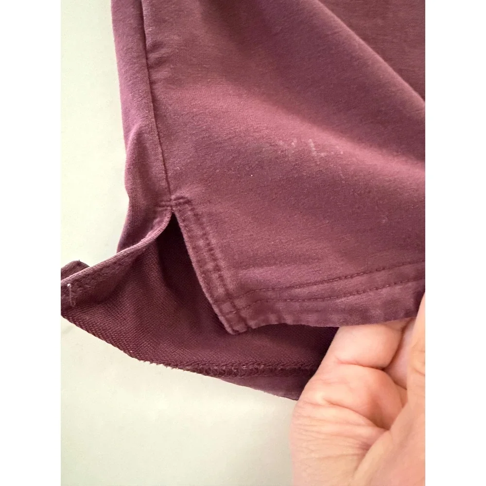 BYLT Premium Basics Mens LUX Drop-Cut T-Shirt Burgundy Maroon Split Hem Large - Picture 3 of 6